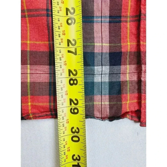 J. Crew Slim Large Men's Red Green Yellow Check Button Down Long Sleeve Cotton - Picture 10 of 12